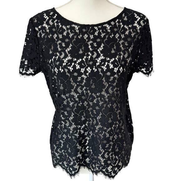 RAFAELLA Black Alencon Lace Top Size PXS Witchy Whimsigoth Fairy Goth Sheer - Picture 1 of 8